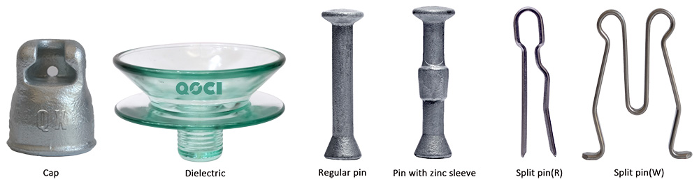 Two-Winged Fog Type Glass Suspension Insulators Psd 70 E Type(图3) double shed glass Insulator产品部件图.jpg