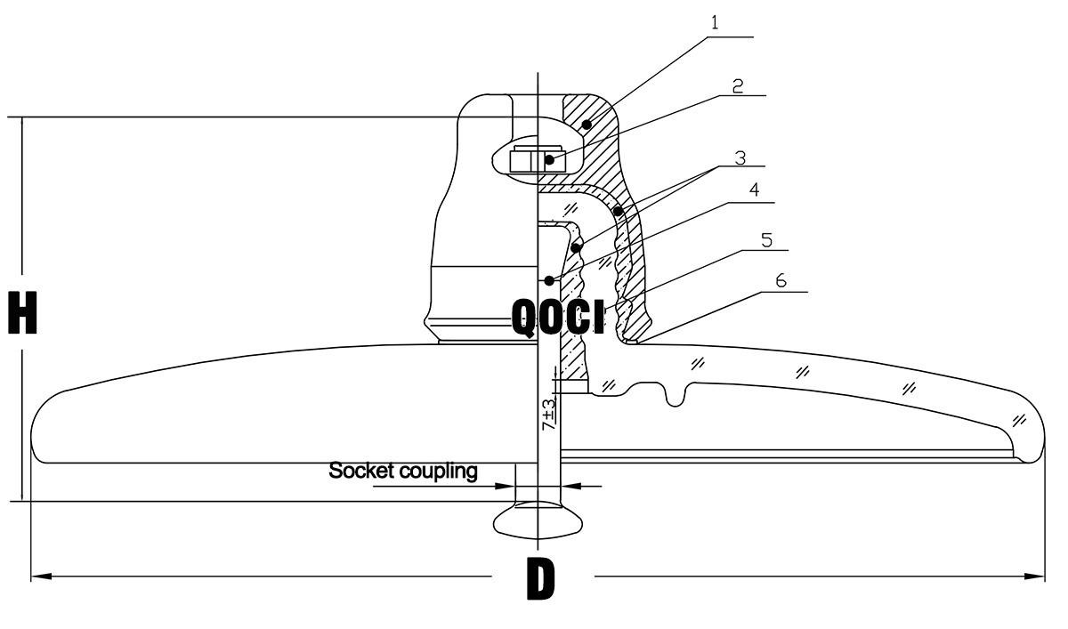 U100bla 70kN 220kv Open Air Aerodynamic Disc Glass Insulator for High Voltag(图1) Open profile type glass suspension insulator.jpg