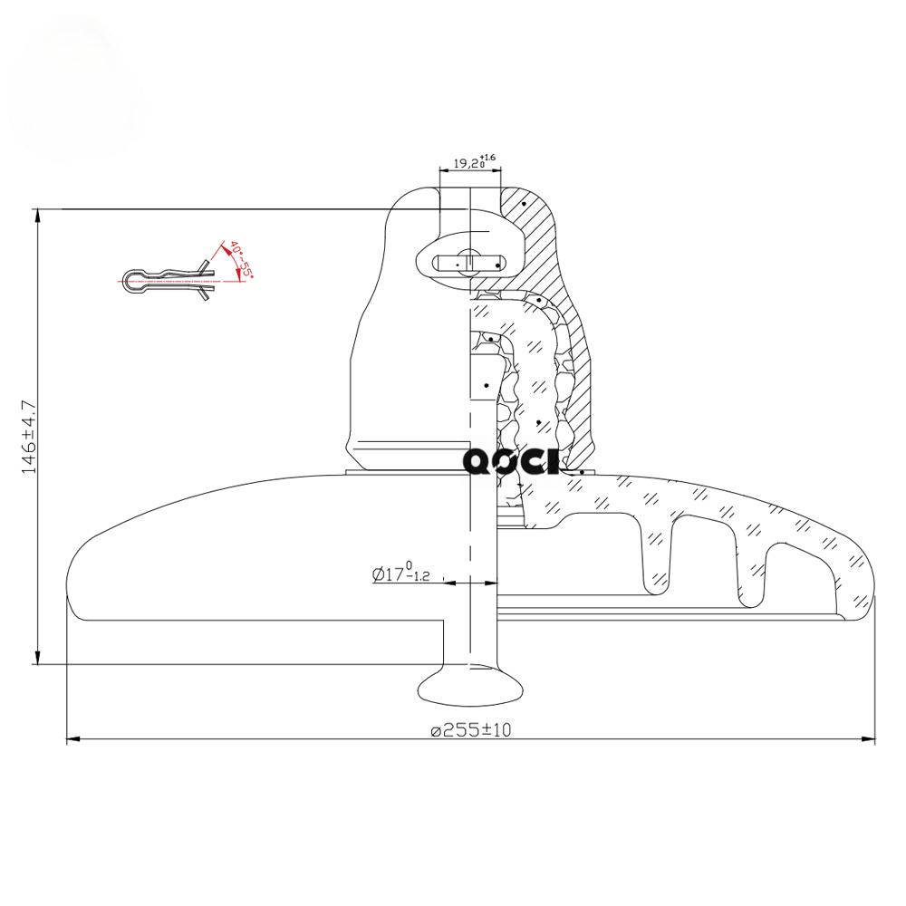 glass-insulator-u100BL drawing