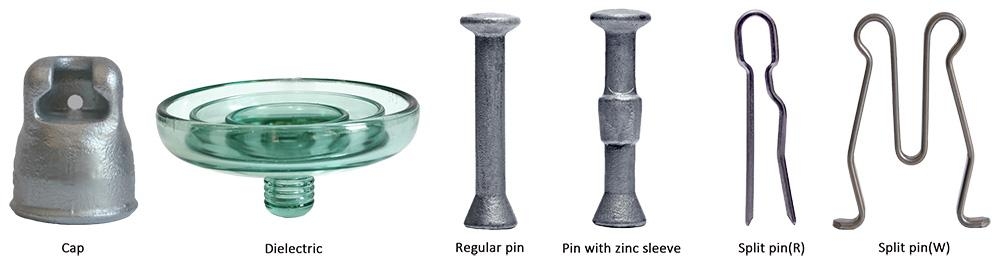 100kn Toughened Glass Insulator Suspension Tension Disc Insulator Anti-Pollution(图2) u70blp-glass-insulator-components.jpg