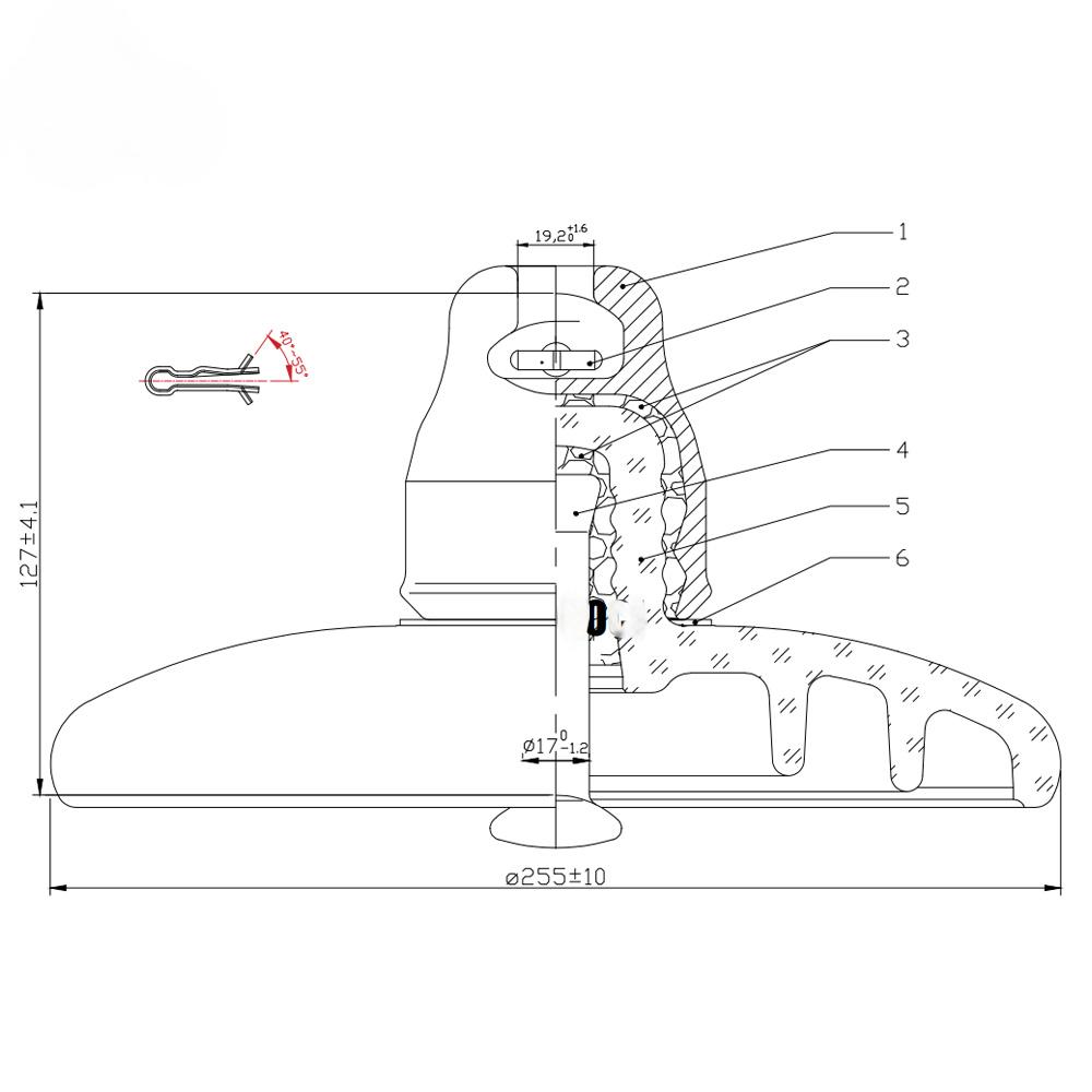 U70BS 127/255/320 Glass Insulator(图1) u70bs-255-127-320-drawing.jpg