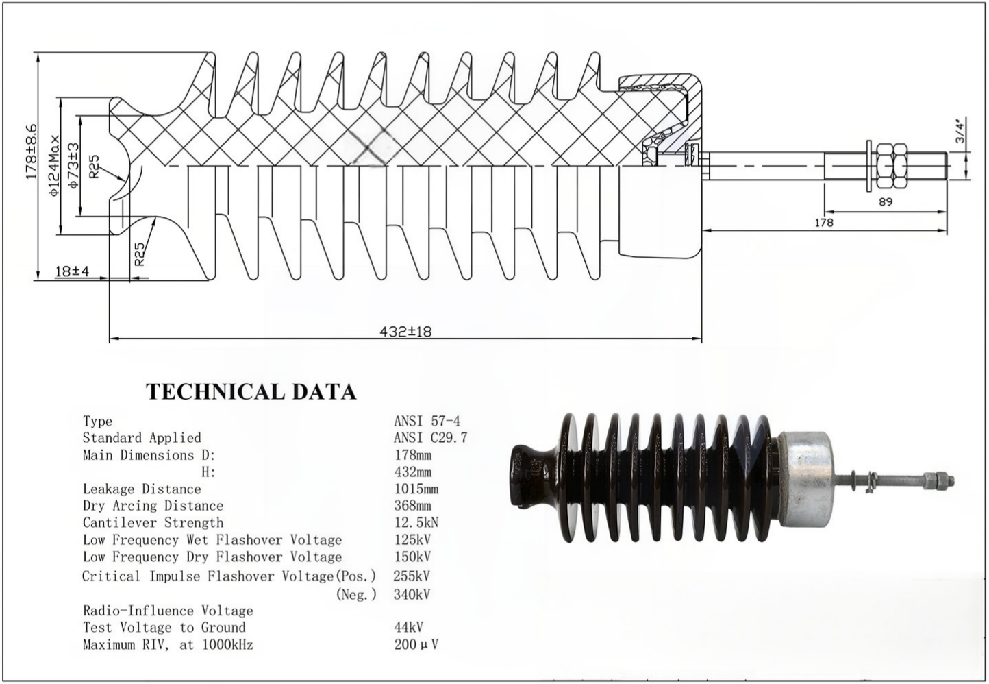 ANSI 57-4 High Voltage Tie Top Porcelain Line Post Insulator(图1) ansi-57-4l-1.jpg