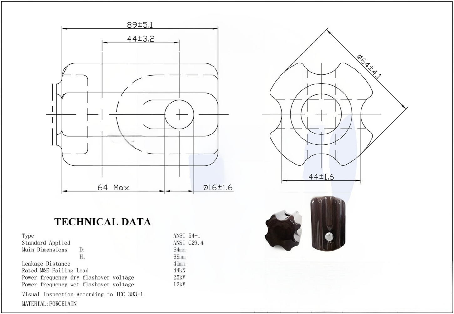 ANSI 54-1 High Quality Porcelain Guy Strain Insulators(图1) ansi-54-1-15.jpg
